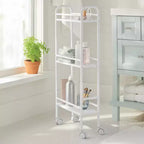 Chariot de rangement métallique étroit à 3 étagères Blanc - Brightroom™