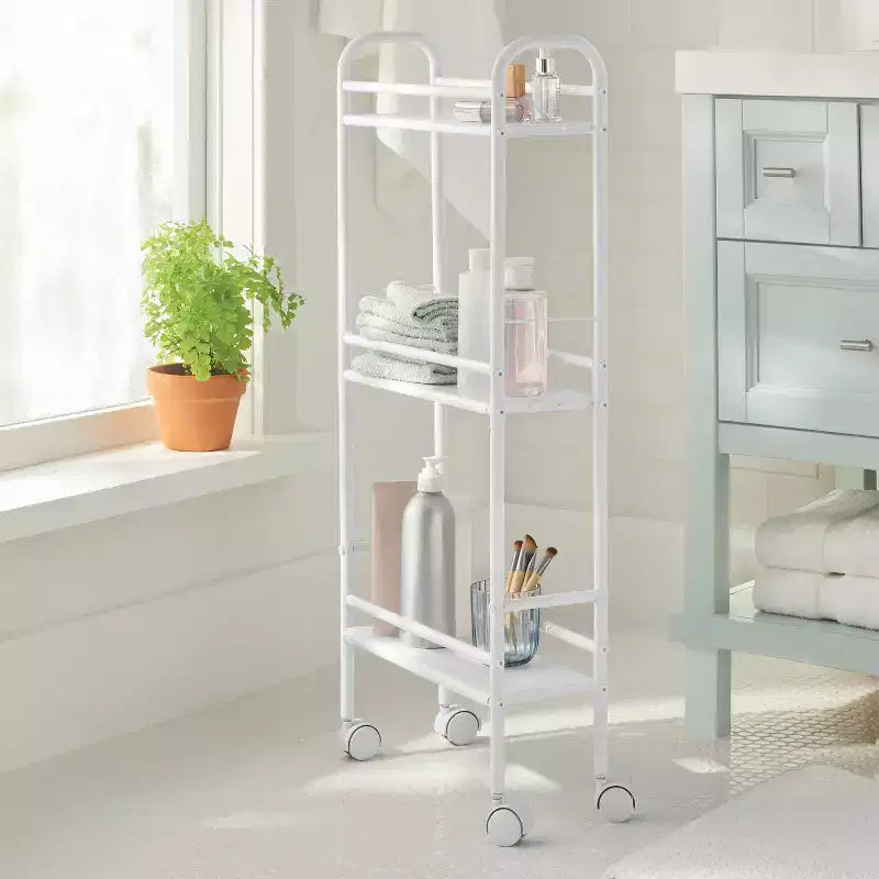 Chariot de rangement métallique étroit à 3 étagères Blanc - Brightroom™