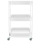 Chariot de Rangement Utilitaire Pliant en Métal à 3 Niveaux avec Roues Verrouillables Blanc Organize It All