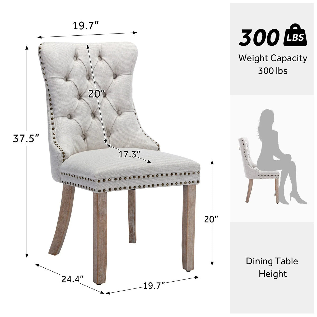 Chaise de salle à manger capitonnée en velours avec pieds en bois massif, lot de 6