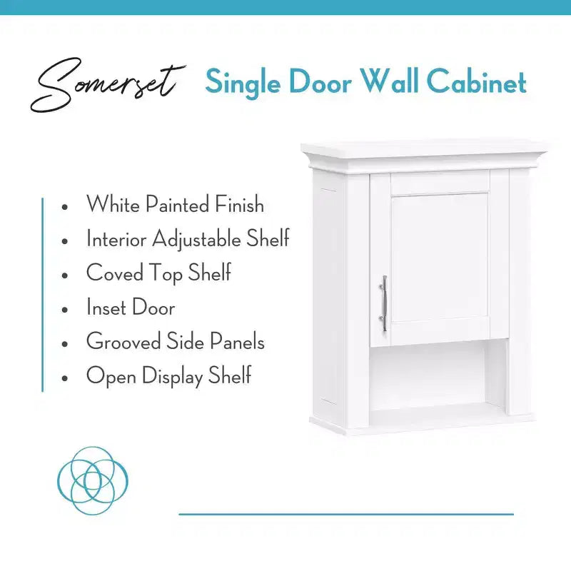 Armoire de toilette et de buanderie murale RiverRidge Home Somerset à porte unique, blanche