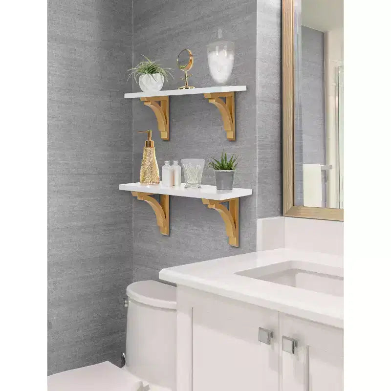 Étagère murale traditionnelle en bois Corblynd de 18 po blanc - Kate & Laurel All Things Decor : Rangement flottant en MDF, facile à installer