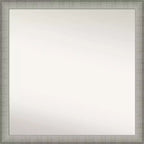 29" x 29" Non-Beveled Elegant Narrow Bathroom Wall Mirror Brushed Pewter - Amanti Art: Square, Wall Mount, Includes Hardware