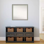 Miroir mural élégant et étroit de salle de bain 29" x 29" sans biseau étain brossé - Amanti Art : Carré, fixation murale, quincaillerie incluse