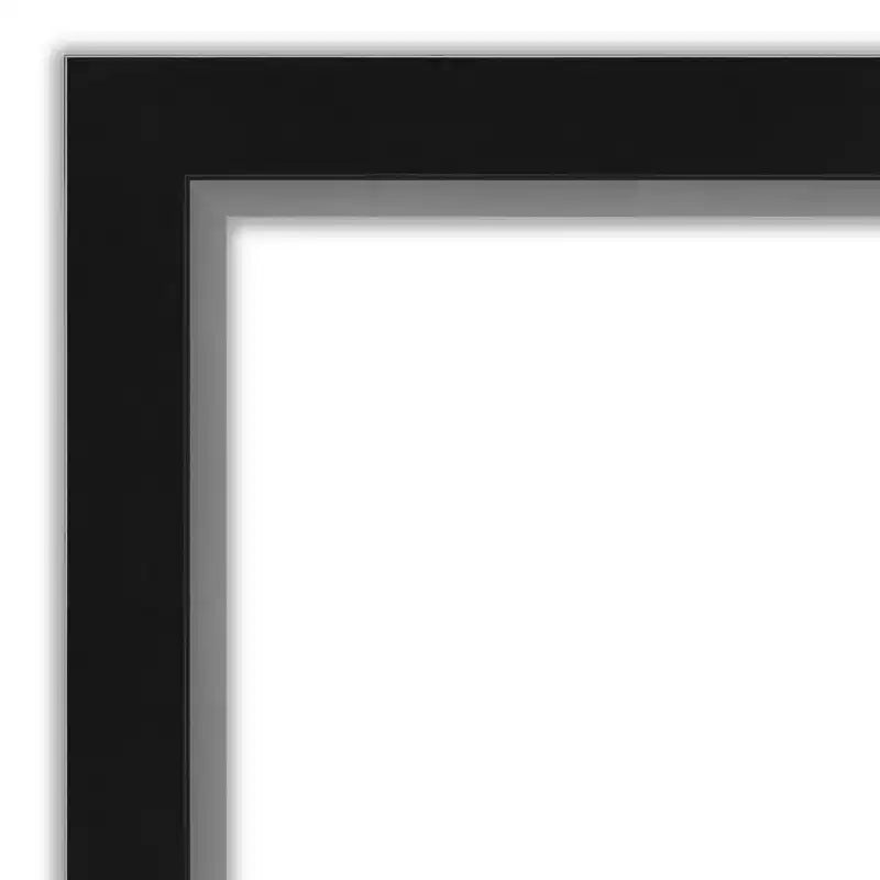 Miroir Mural Étroit Non Biseauté Eva Noir Argent 39" x 27" - Amanti Art