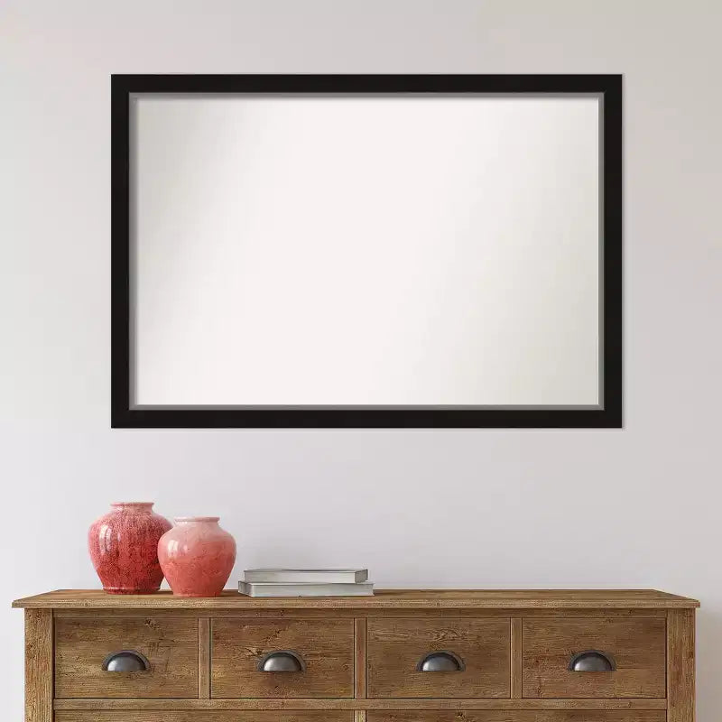 Miroir Mural Étroit Non Biseauté Eva Noir Argent 39" x 27" - Amanti Art