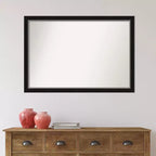 Miroir Mural Étroit Non Biseauté Eva Noir Argent 39" x 27" - Amanti Art