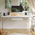 Bureau gaming Bestier 63 avec lumières LED et prises, bureau d'ordinateur avec support d'écran et tiroir clavier pour le bureau à domicile
