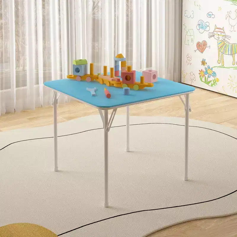 VECELO Table carrée pliante pour enfants, table de cartes et de jeux portable Noir/Bleu