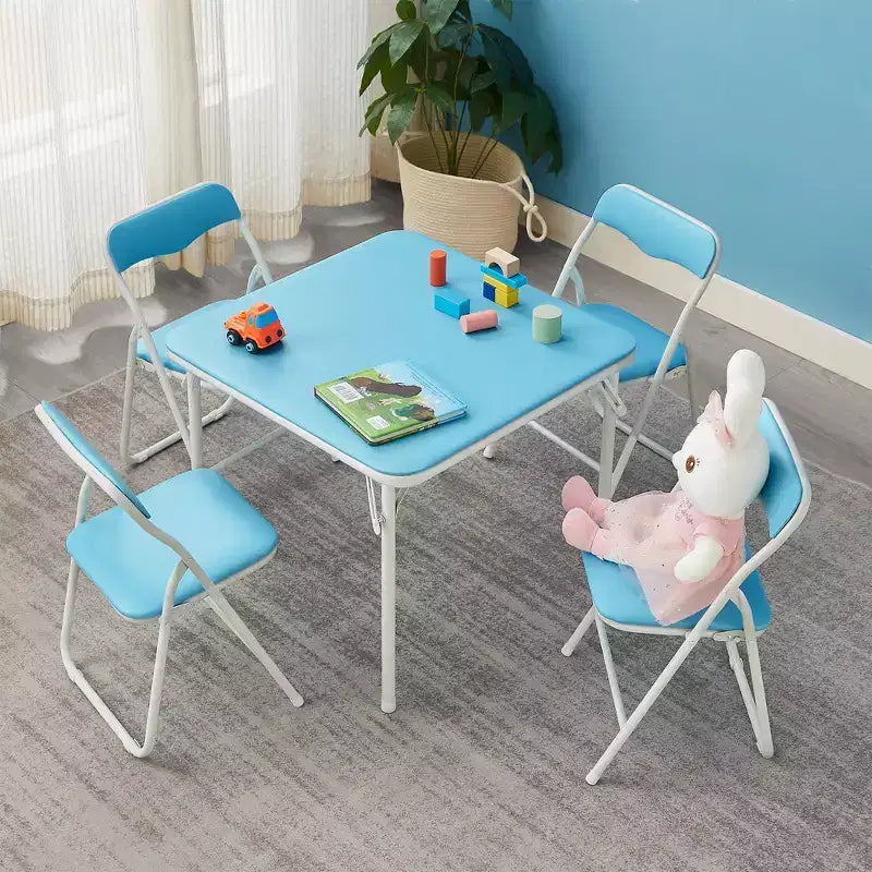 VECELO Table carrée pliante pour enfants, table de cartes et de jeux portable Noir/Bleu