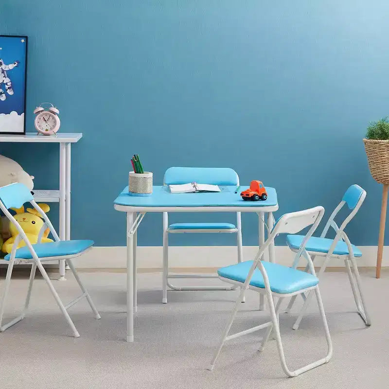 VECELO Table carrée pliante pour enfants, table de cartes et de jeux portable Noir/Bleu