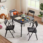 VECELO Table carrée pliante pour enfants, table de cartes et de jeux portable Noir/Bleu