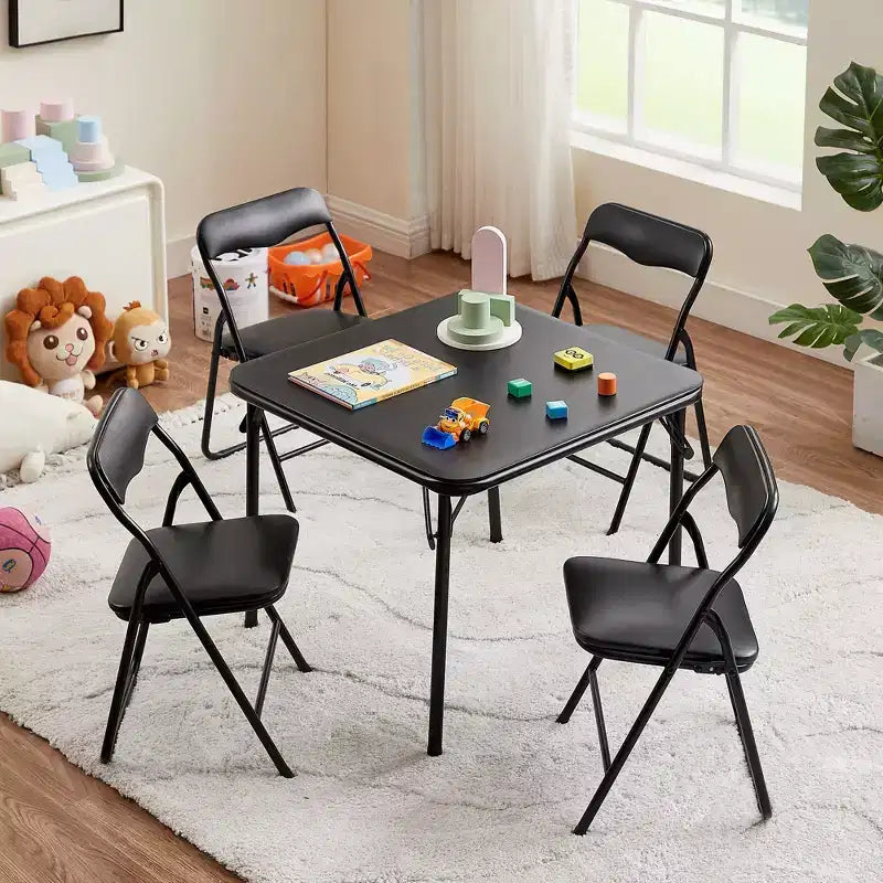 VECELO Table carrée pliante pour enfants, table de cartes et de jeux portable Noir/Bleu