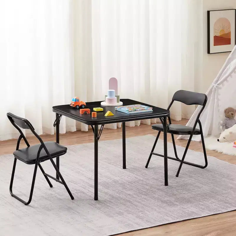 VECELO Table carrée pliante pour enfants, table de cartes et de jeux portable Noir/Bleu