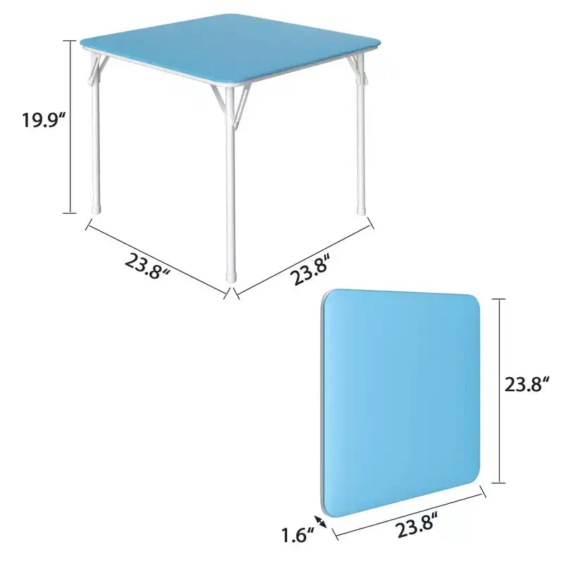 VECELO Table carrée pliante pour enfants, table de cartes et de jeux portable Noir/Bleu