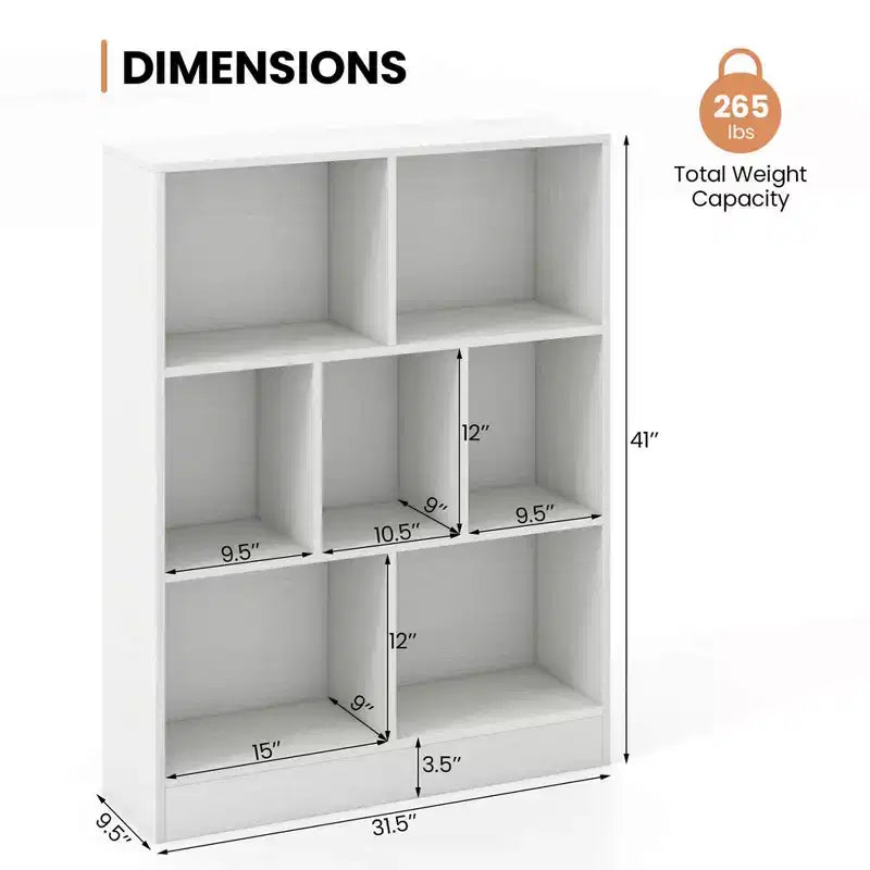 Bibliothèque Costway 7 cubes pour enfants, étagère de rangement en bois pour jouets, bibliothèque sur pied, marron/blanc