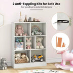 Bibliothèque Costway 7 cubes pour enfants, étagère de rangement en bois pour jouets, bibliothèque sur pied, marron/blanc