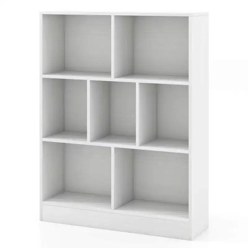Bibliothèque Costway 7 cubes pour enfants, étagère de rangement en bois pour jouets, bibliothèque sur pied, marron/blanc