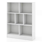 Bibliothèque Costway 7 cubes pour enfants, étagère de rangement en bois pour jouets, bibliothèque sur pied, marron/blanc