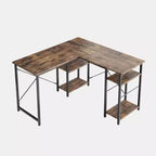 Bestier Bureau d'angle en forme de L de 47'', bureau d'ordinateur réversible avec étagères réglables, table d'étude pour 2 personnes, idéal pour les petits espaces de bureau à domicile