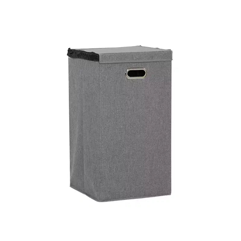 Panier à linge avec couvercle, côtés robustes en polyester avec couvercle magnétique attaché, gris
