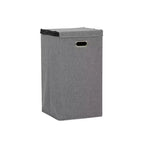 Panier à linge avec couvercle, côtés robustes en polyester avec couvercle magnétique attaché, gris