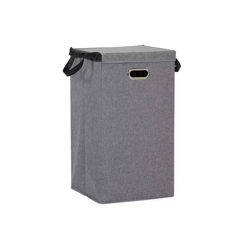 Panier à linge avec couvercle, côtés robustes en polyester avec couvercle magnétique attaché, gris