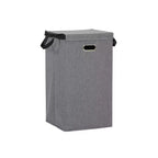 Panier à linge avec couvercle, côtés robustes en polyester avec couvercle magnétique attaché, gris