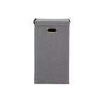 Panier à linge avec couvercle, côtés robustes en polyester avec couvercle magnétique attaché, gris