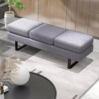 Banc de salle d'attente Costway avec pieds en métal, banc de réception rembourré noir/gris