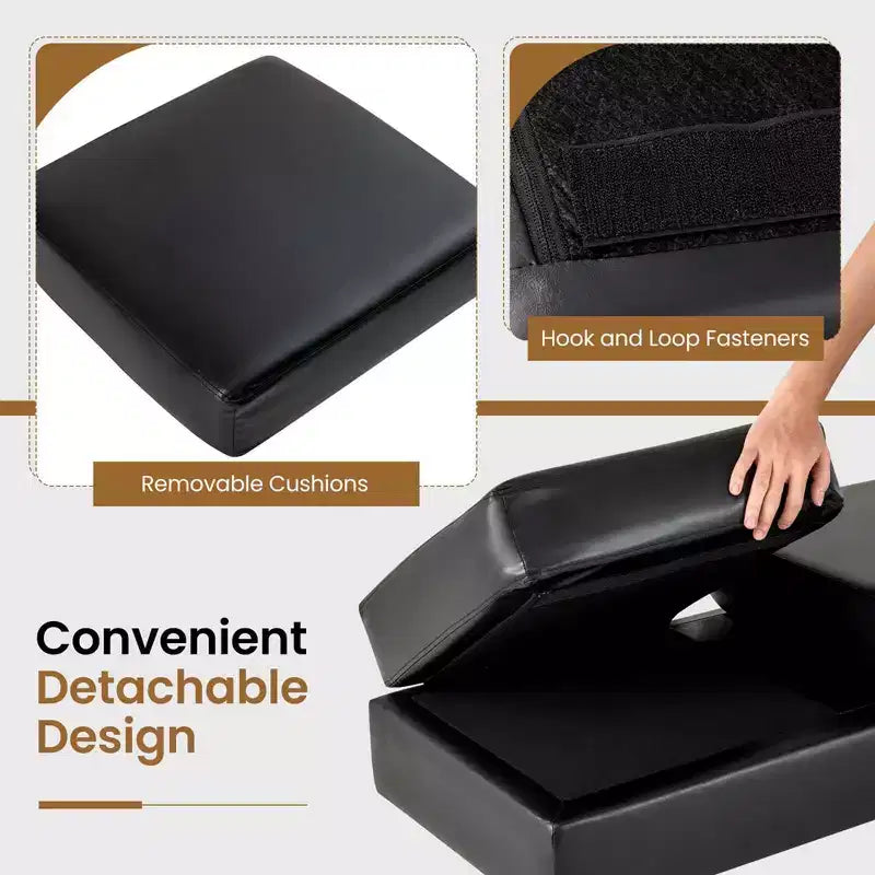 Banc de salle d'attente Costway avec pieds en métal, banc de réception rembourré noir/gris