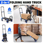 Diable pliant 2 en 1, diable convertible avec panier pliable, chariot de transport portable