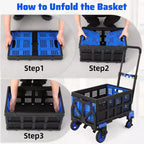 Diable pliant 2 en 1, diable convertible avec panier pliable, chariot de transport portable