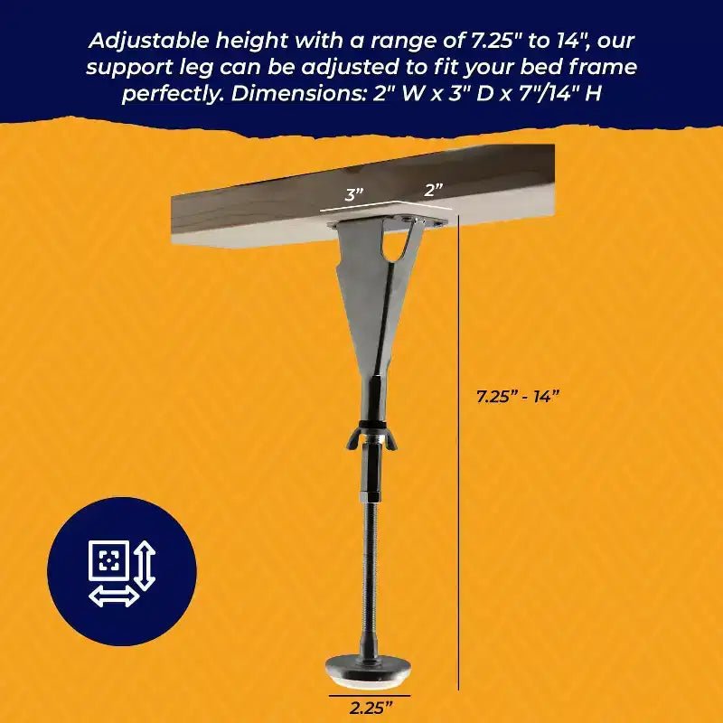 Kings Brand Furniture Pied de support central réglable en hauteur – Pieds de cadre de lit pour pieds de support central – Pied de support de lattes de lit en métal de remplacement