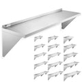 KUTLER Stainless Steel Shelf, NSF Commercial Wall Mount Shelves w/ Backsplash, Floating Metal Mounted Shelving for Restaurant, Kitchen, Home
