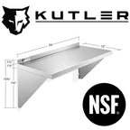 Étagère en acier inoxydable KUTLER, étagères murales commerciales NSF avec dosseret, étagères flottantes en métal pour restaurant, cuisine, maison