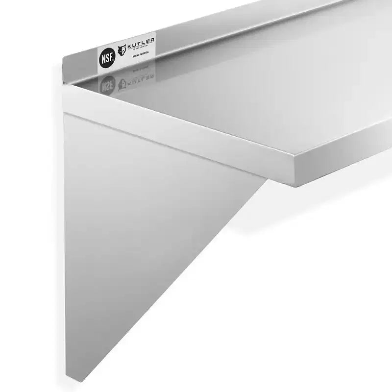 Étagère en acier inoxydable KUTLER, étagères murales commerciales NSF avec dosseret, étagères flottantes en métal pour restaurant, cuisine, maison
