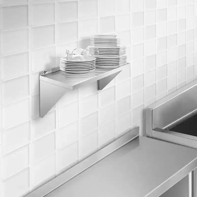 Étagère en acier inoxydable KUTLER, étagères murales commerciales NSF avec dosseret, étagères flottantes en métal pour restaurant, cuisine, maison