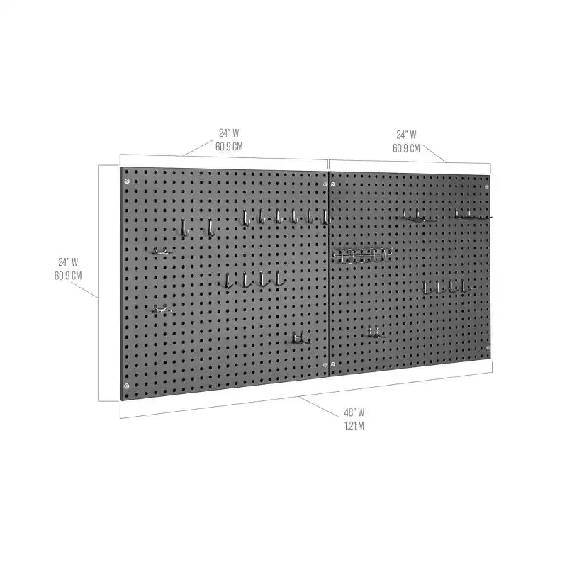 Seville Classics UltraHD Ensemble de 2 panneaux perforés avec 23 crochets assortis, 24 L x 24 P