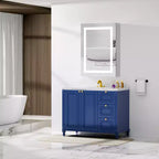 Meuble de salle de bain HBEZON avec miroirs et lumières, armoire murale éclairée, anti-buée, intensité réglable, aluminium, argent