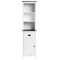 LuxenHome White Wood 63-Inch Tower Bathroom Cabinet