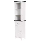 Meuble de salle de bain colonne LuxenHome en bois blanc de 160 cm