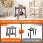 Table d'appoint de ferme Table d'appoint rustique à 2 niveaux avec étagère de rangement, table de chevet étroite, table d'appoint minimaliste pour salon et chambre