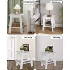 Table d'appoint de ferme Table d'appoint rustique à 2 niveaux avec étagère de rangement, table de chevet étroite, table d'appoint minimaliste pour salon et chambre