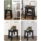 Table d'appoint de ferme Table d'appoint rustique à 2 niveaux avec étagère de rangement, table de chevet étroite, table d'appoint minimaliste pour salon et chambre