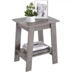 Table d'appoint de ferme Table d'appoint rustique à 2 niveaux avec étagère de rangement, table de chevet étroite, table d'appoint minimaliste pour salon et chambre