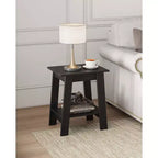 Farmhouse End Table  Rustic 2-Tier Side Table with Storage Shelf, Narrow Nightstand, Minimalist Accent Table for Living Room and Bedroom