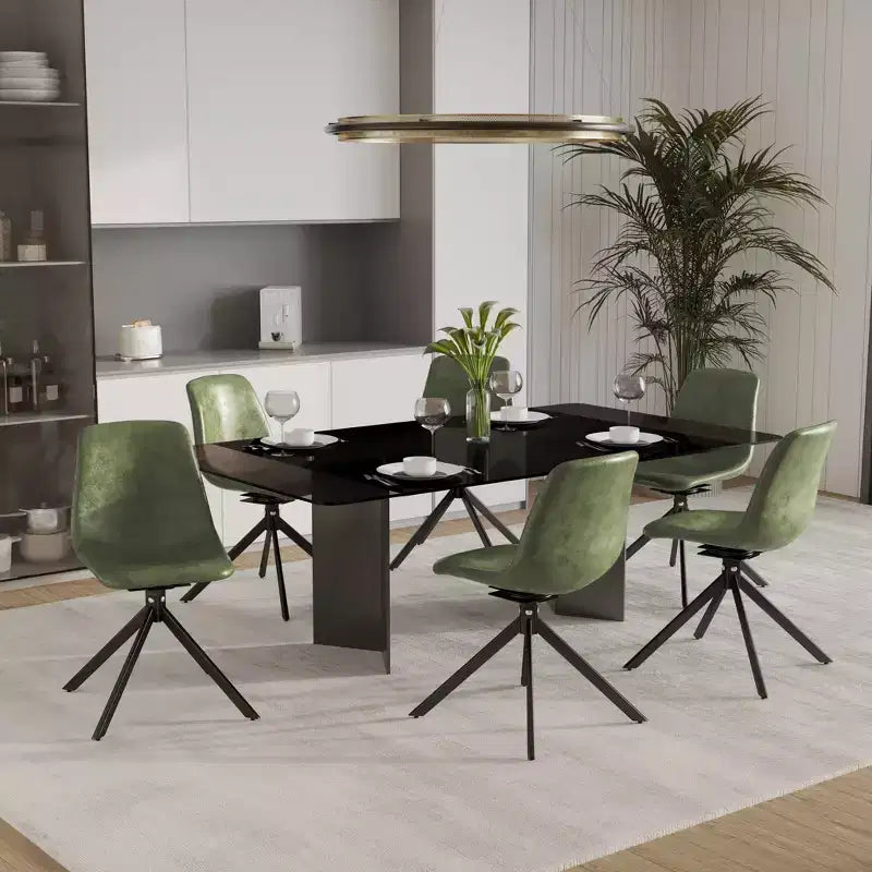 Chaise de salle à manger pivotante en cuir moderne LeisureMod Markley, siège rembourré avec pieds en métal, chaise d'appoint confortable pour cuisine, salle à manger ou café