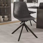 Chaise de salle à manger pivotante en cuir moderne LeisureMod Markley, siège rembourré avec pieds en métal, chaise d'appoint confortable pour cuisine, salle à manger ou café