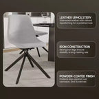 Chaise de salle à manger pivotante en cuir moderne LeisureMod Markley, siège rembourré avec pieds en métal, chaise d'appoint confortable pour cuisine, salle à manger ou café